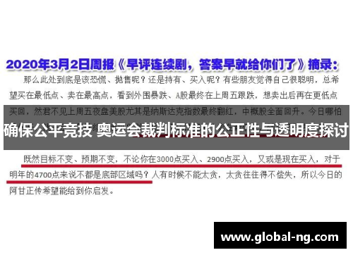确保公平竞技 奥运会裁判标准的公正性与透明度探讨